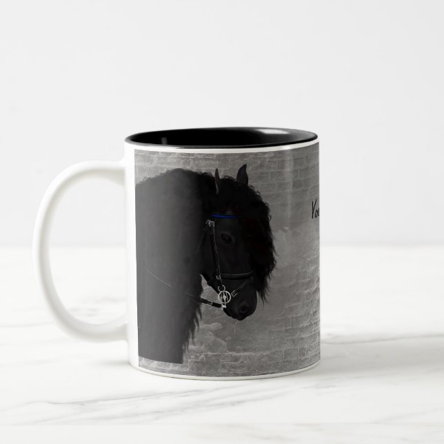 Tasse 2 Couleurs Digital Art Friesian Horse (Gauche)