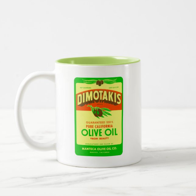 Tasse 2 Couleurs Dimotakis Family Olive Oil Co. Manteca California (Gauche)