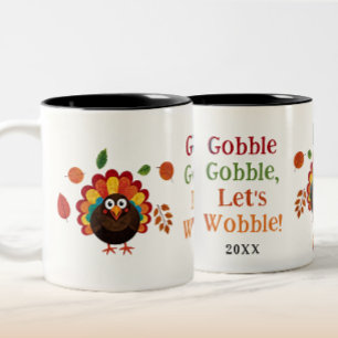 Tasse 2 Couleurs Dinde de Thanksgiving drôle et colorée