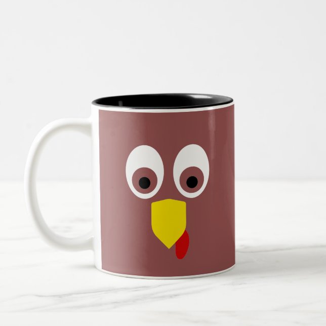 Tasse 2 Couleurs Dinde de Thanksgiving visage (Gauche)