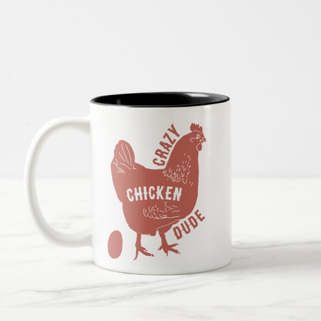Tasse 2 Couleurs Dingue de poulet (Gauche)