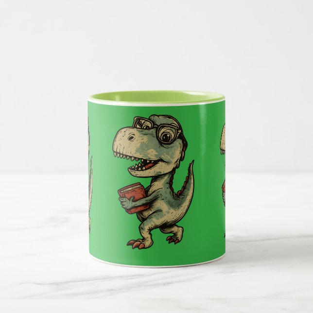 Tasse 2 Couleurs Dino drôle et mignon (Centre)