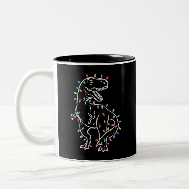 Tasse 2 Couleurs Dinosaur T-rex Tree Christmas Xmas Pet Dino Trex  (Gauche)