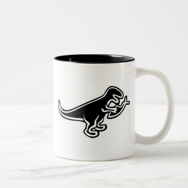 Tasse 2 Couleurs Dinosaure mangeant des poissons de Jésus (Droit)