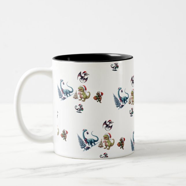 Tasse 2 Couleurs Dinosaures de Noël (Gauche)