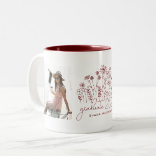Tasse 2 Couleurs Diplômé moderne Fleur sauvage florissant