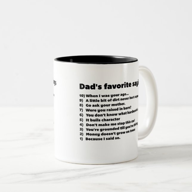 Tasse 2 Couleurs Dire du favori de 10 papas - Qoute drôle (Devant droit)