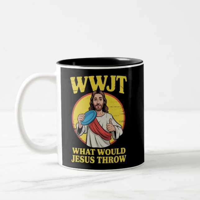 Tasse 2 Couleurs Disc Golf Wwjt What Would Jesus Throw Frisbee  (Gauche)
