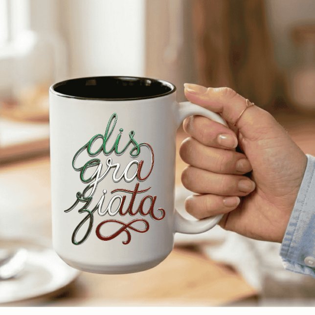 Tasse 2 Couleurs Disgraziata Script Italien 3D (Disgraziata faux 3d effect Funny Italian Mug)