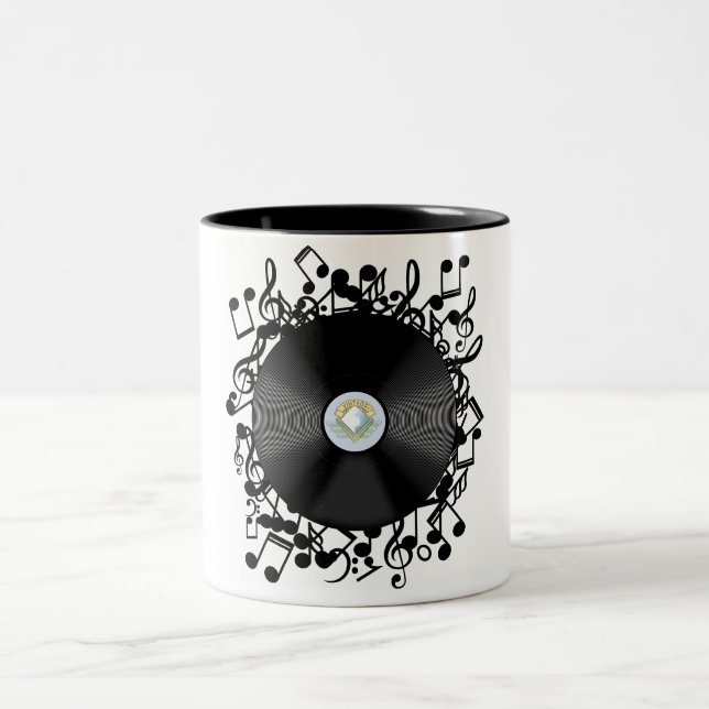 Tasse 2 Couleurs Disque vinyle ancien et notes de musique (Centre)