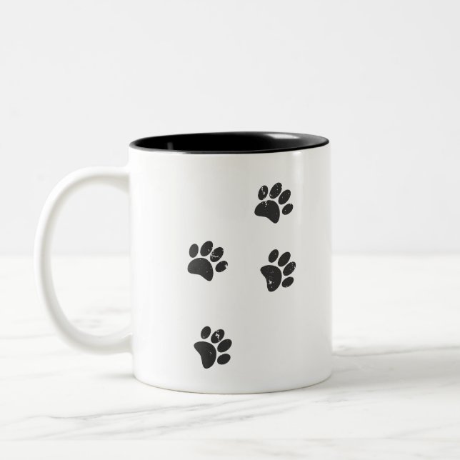 Tasse 2 Couleurs Distresse Chien Paw Traces (Gauche)