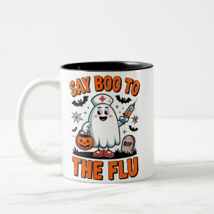 Tasse 2 Couleurs Dites Boo à la grippe drôle d'Halloween infirmière