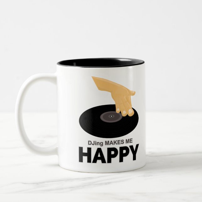 Tasse 2 Couleurs DJing Me Rend Heureux (Gauche)
