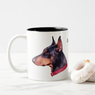 Tasse 2 Couleurs Doberman Dog Face Photo personnalisée