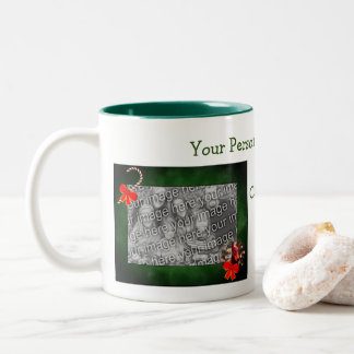 Tasse 2 Couleurs Doberman Wreath Christmas Photo personnalisée