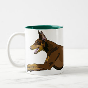 Tasse 2 Couleurs Dobermann courant, rouge