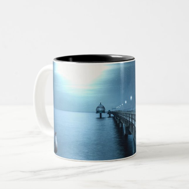 Tasse 2 Couleurs Dock le soir de la baie (Devant gauche)