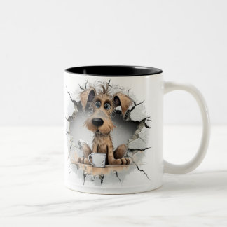 Tasse 2 Couleurs dog in a cracked wall