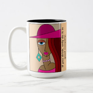 Tasse 2 Couleurs Dollup Redhead Femmes Beau Cubisme