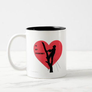 Tasse 2 Couleurs Don de carte Valentine pour Arboriste / Arbre chir