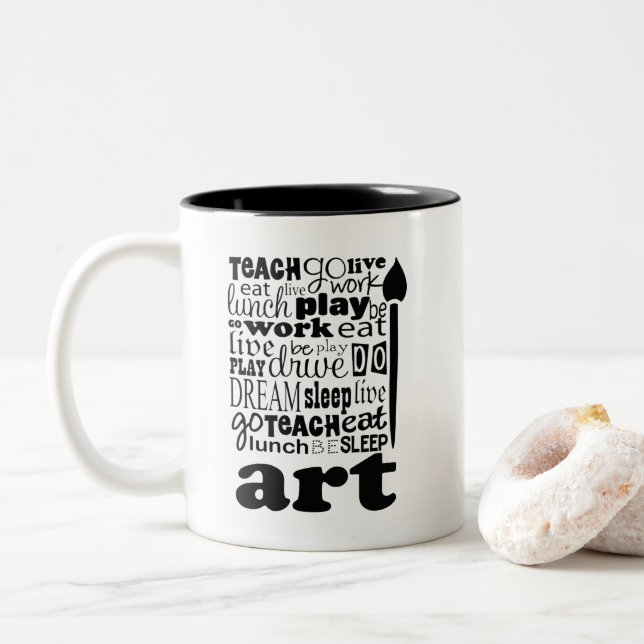 Tasse 2 Couleurs Don d'enseignant d'art (Avec donut)