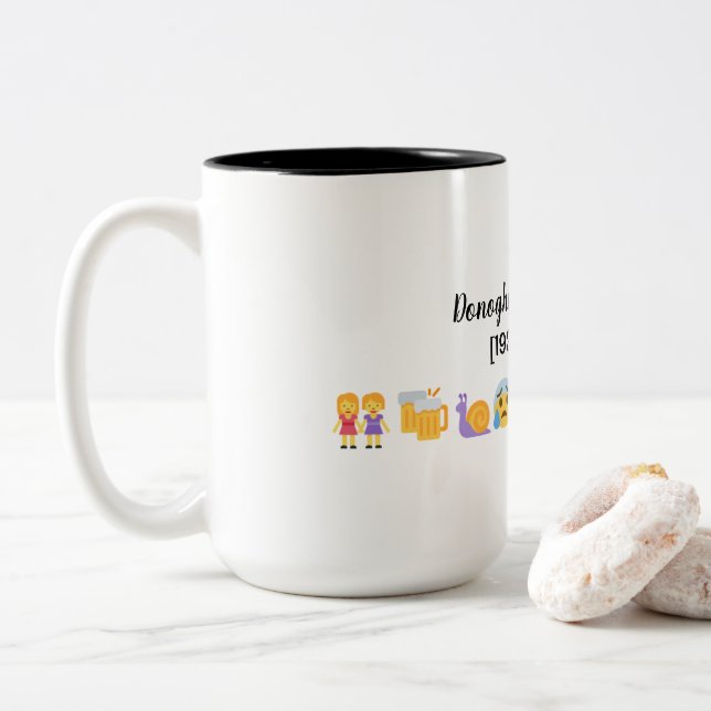 Tasse 2 Couleurs Donoghue v Stevenson in emoji (Avec donut)