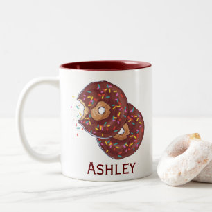 Tasse 2 Couleurs Donut au chocolat double personnalisé avec arrosag