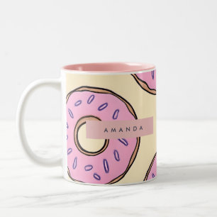 Tasse 2 Couleurs Donut rose pastel personnalisé