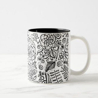 Tasse 2 Couleurs doodle floral