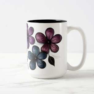 Tasse 2 Couleurs Doodle métallique Art Floral - Luxe Fleur Embossée