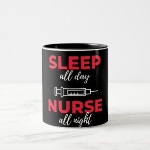 Tasse 2 Couleurs Dors Toute La Journée Infirmière Toute La Nuit