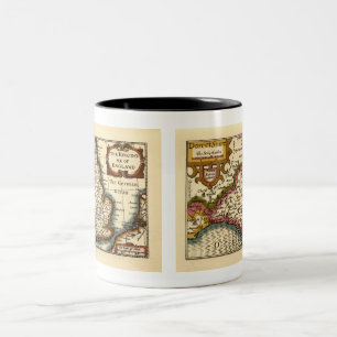 Tasse 2 Couleurs Dorset Dorsetshire Comté Angleterre Ancienne carte