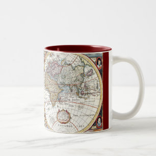 Tasse 2 Couleurs Double carte du 17ème siècle du monde d'hémisph