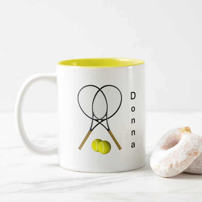 Tasse 2 Couleurs Doubles Tennis Personnalisé Sport (Avec donut)