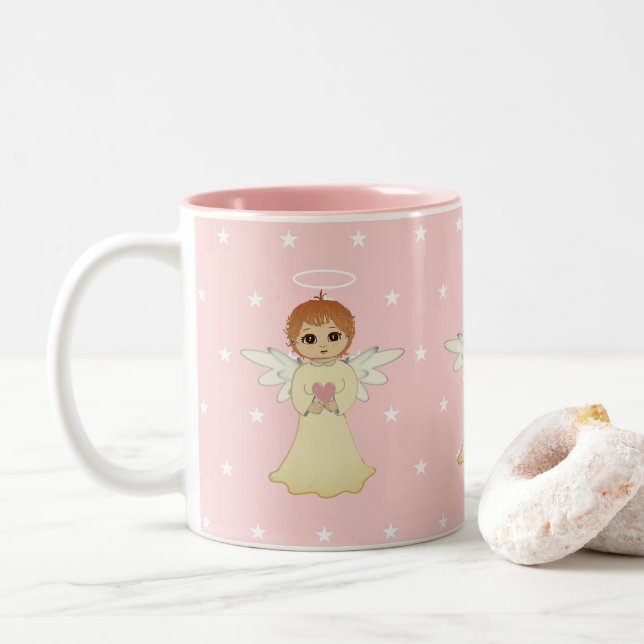 Tasse 2 Couleurs Douces Petits Anges (Avec donut)