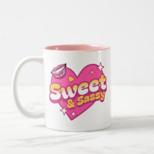 Tasse 2 Couleurs Doux et Sassy Rétro Cœur