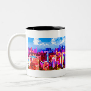 Tasse 2 Couleurs Downtown Singapore Skyline par Jon Baran