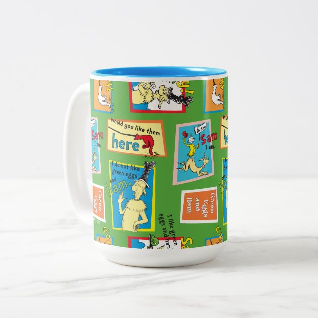 Tasse 2 Couleurs Dr. Seuss Les œufs verts au jambon citations d'his (Devant gauche)