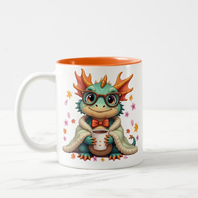 Tasse 2 Couleurs Dragon Barbu Cozy - Dragon dans une couverture Caf (Gauche)
