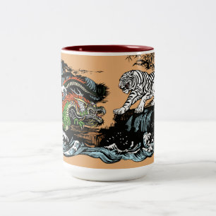 Tasse 2 Couleurs Dragon chinois contre White Tiger