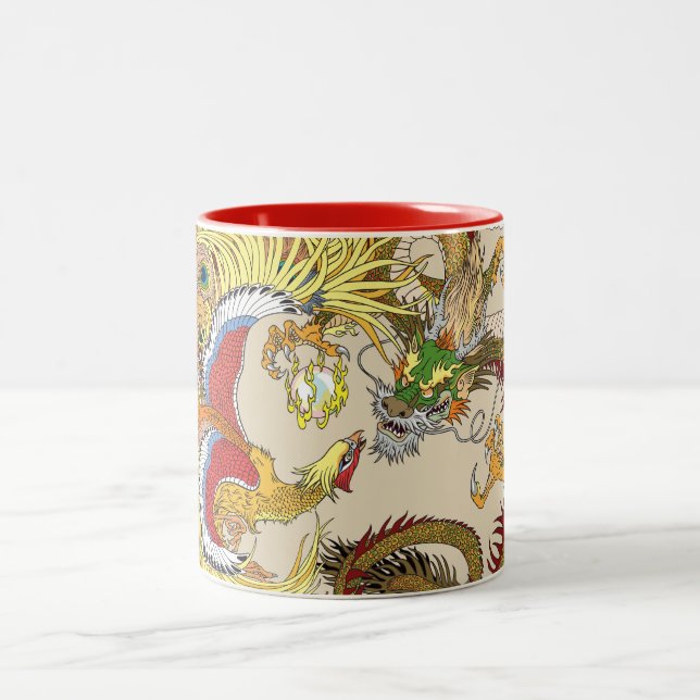 Tasse 2 Couleurs Dragon chinois et phoenix (Centre)