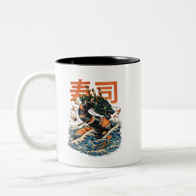 TASSE 2 COULEURS DRAGON DE MER SUSHI (Gauche)