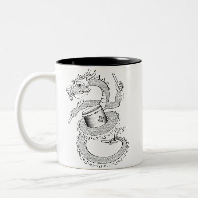 Tasse 2 Couleurs Dragon de Taiko dans noir et le blanc (Gauche)