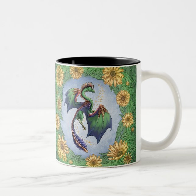 Tasse 2 Couleurs Dragon vert d'été Nature Imaginaire Art (Droit)