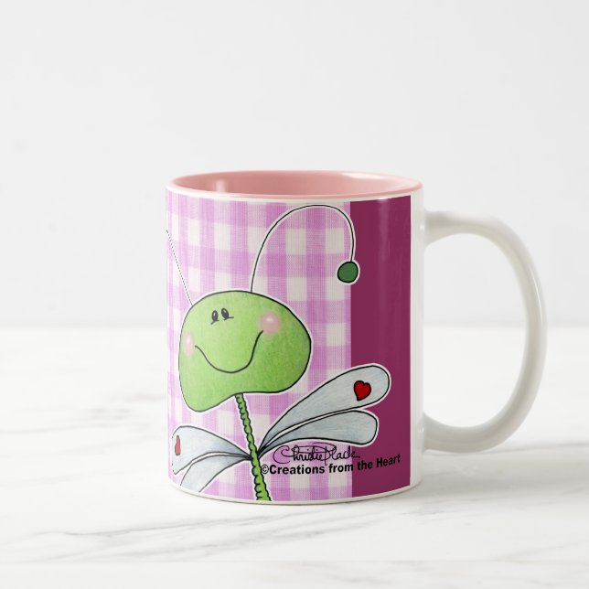 Tasse 2 Couleurs Dragon volée sur En vichy rose (Droit)