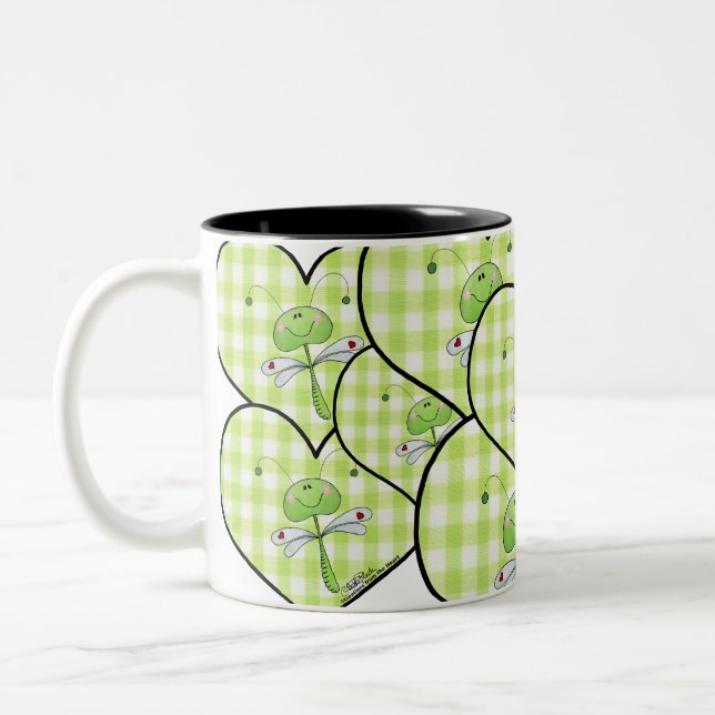 Tasse 2 Couleurs Dragon Voler dans en vichy coeur vert (Gauche)