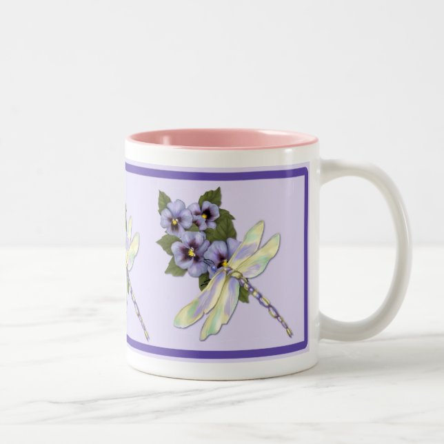 Tasse 2 Couleurs Dragonfly et Pansies (Droit)