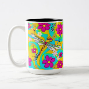 Tasse 2 Couleurs DragonFly & Flowers