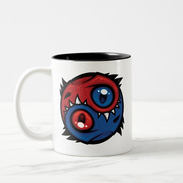 Tasse 2 Couleurs Dragons Yin Yang Rouge et Bleu (Gauche)