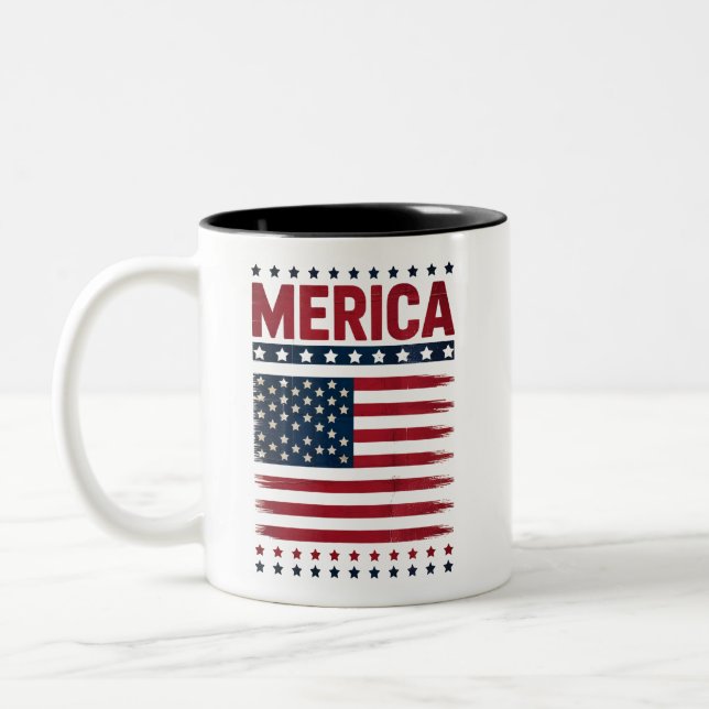 Tasse 2 Couleurs Drapeau Américain 4 juillet Merica (Gauche)